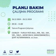 BEDAŞ duyurdu: 26 Aralık’ta İstanbul’da elektrik kesintisi yaşanacak 27