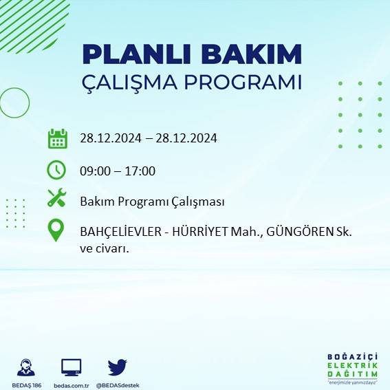 BEDAŞ duyurdu: 28 Aralık’ta İstanbul’da elektrik kesintileri olacak 8