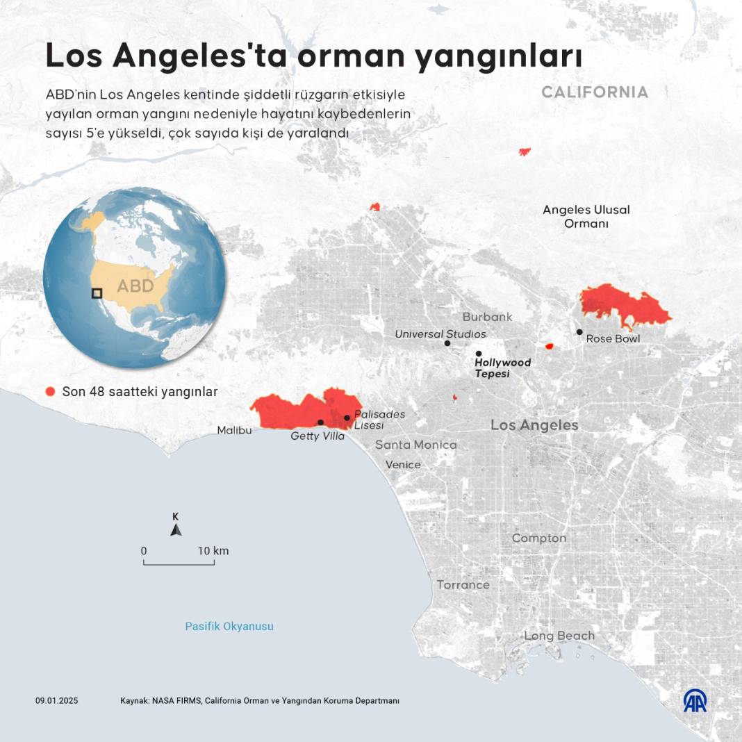 Los Angeles'taki yangın sürüyor: 5 kişi öldü, en az 137 bin kişi tahliye edildi 13