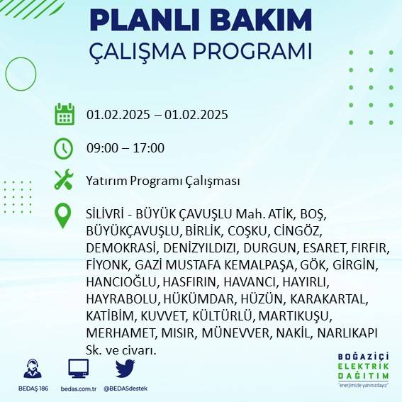 İstanbul’da 31 Ocak’ta elektrik kesintisi! Hangi ilçeler etkilenecek? 19
