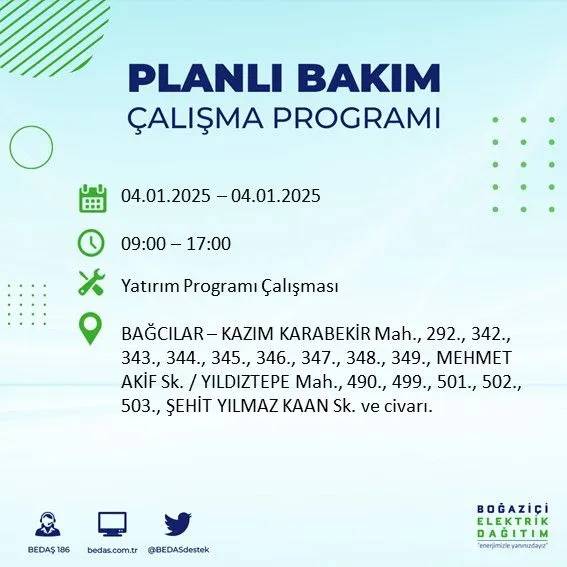 BEDAŞ, ilçe ilçe uyardı, saat verdi: İstanbul'da bugün elektrik kesintisi yaşanacak! 13