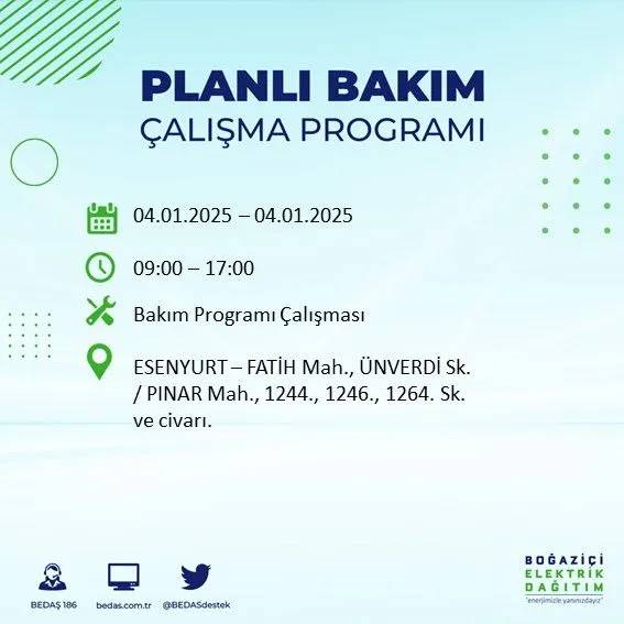 BEDAŞ, ilçe ilçe uyardı, saat verdi: İstanbul'da bugün elektrik kesintisi yaşanacak! 2