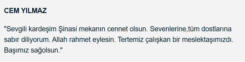 Şinasi Yurtsever’in ölümü sevenlerini üzdü, ünlü isimlerden veda mesajları 11