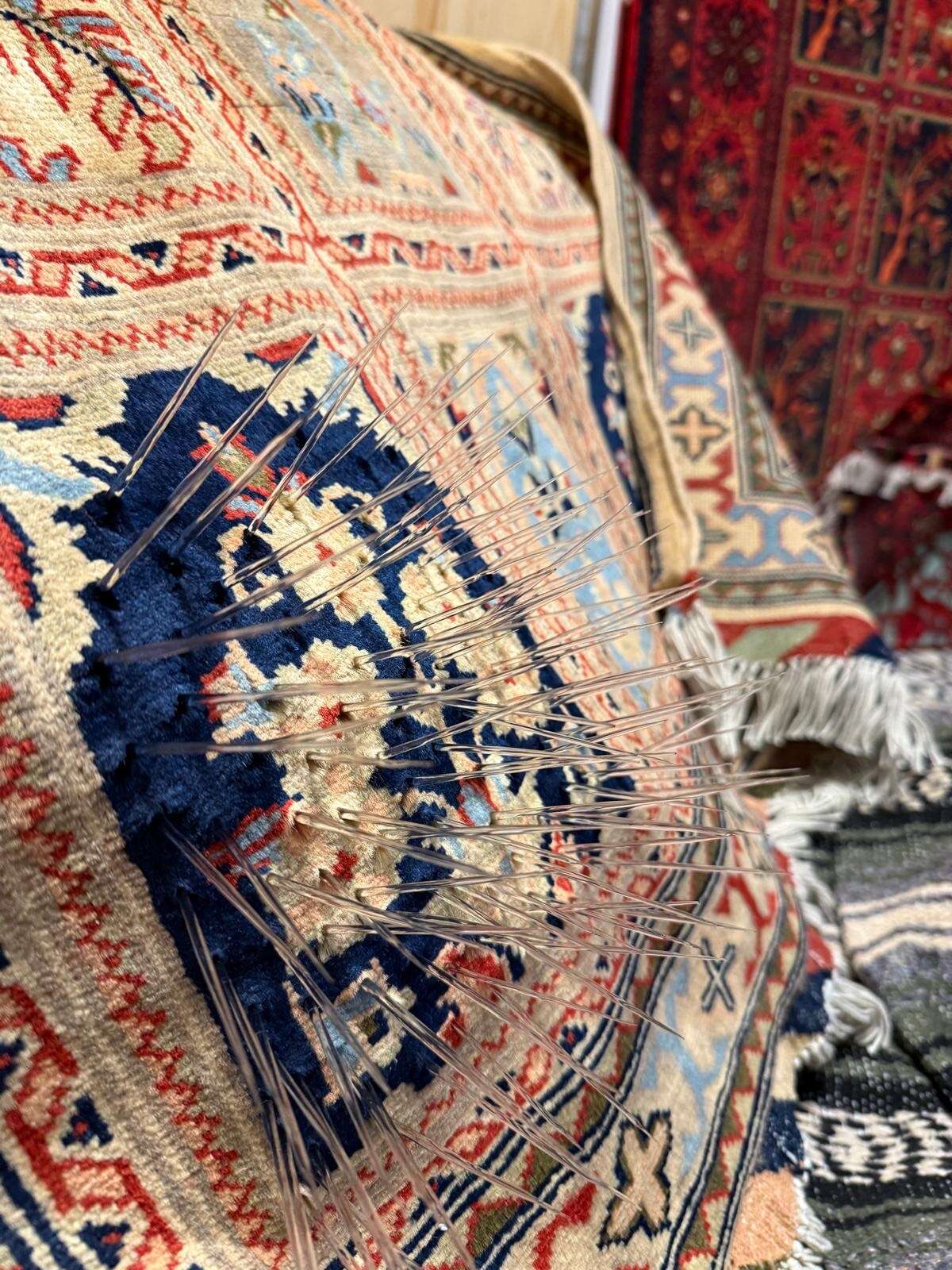 İran asıllı sanatçı eserlerinde İran halıları ile camı bir arada kullandı:  “Halı altına süpürülenler” 3