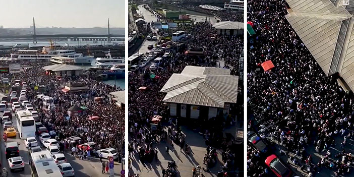 Eminönü'nde yaşanan bayram kalabalığı havadan görüntülendi