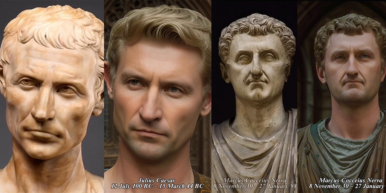 Antik Roma İmparatorları yeniden canlandırıldı: Yapay Zeka ve photoshop ile renkli portreler ortaya çıktı