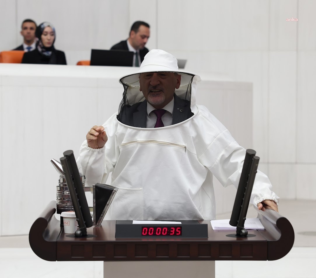 CHP’li Adıgüzel, Meclis’te arıcıların sorunlarını arı kıyafeti giyerek dile getirdi