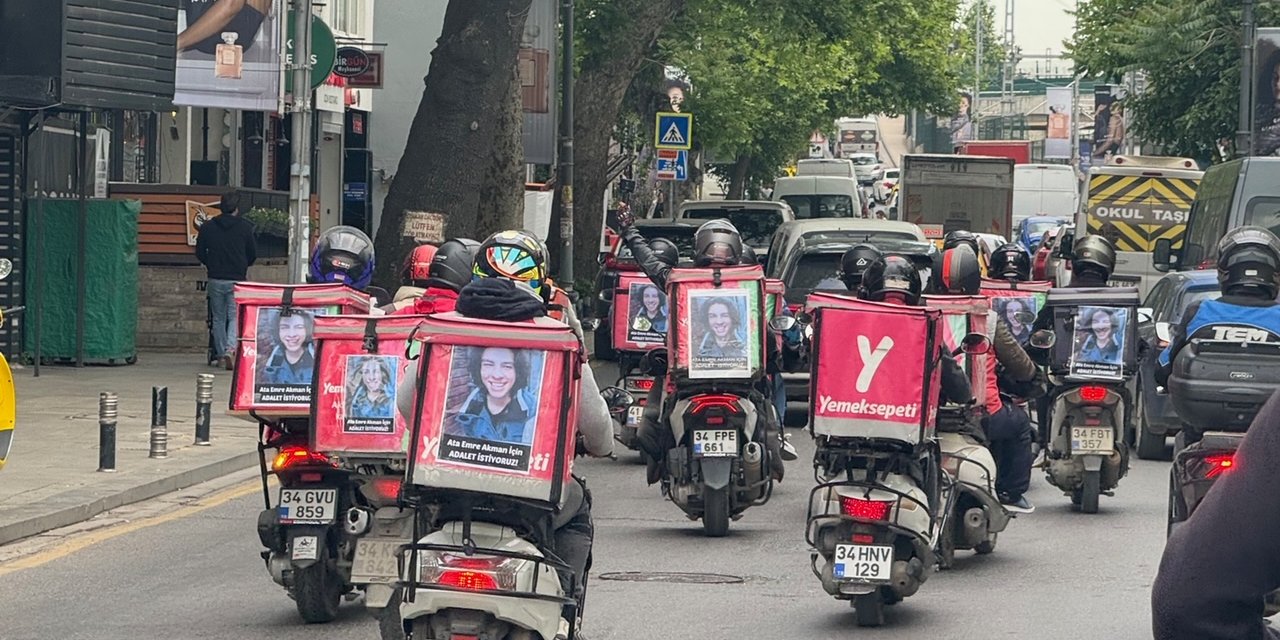 Kadıköy'de motokuryelerden Ata Emre Akman için adalet konvoyu