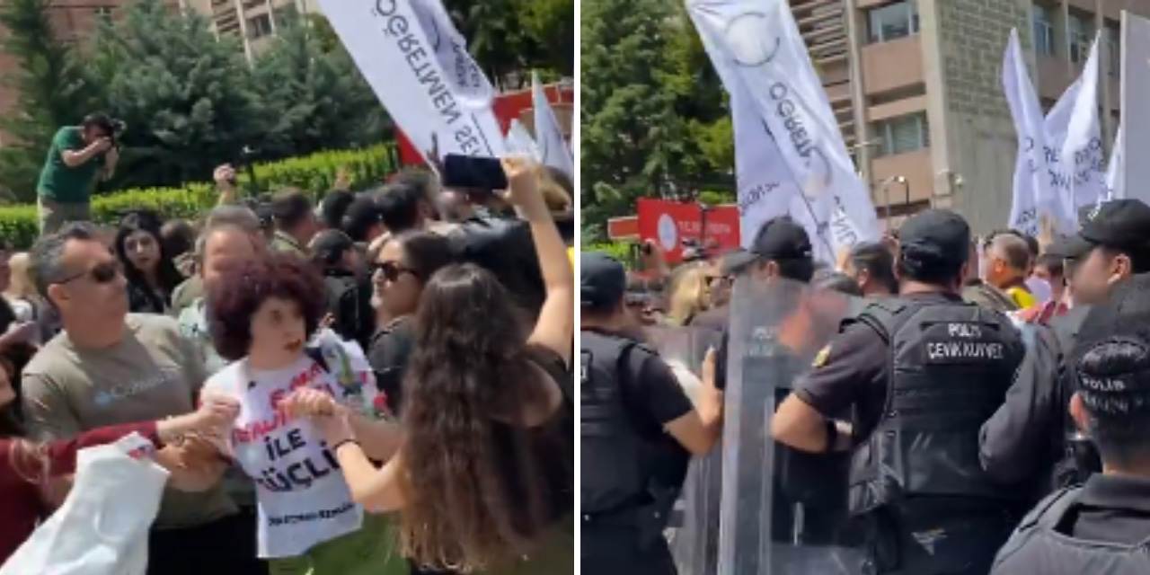 Özel Sektör Öğretmenleri Sendikası'na polis müdahalesi