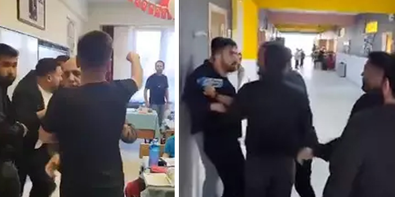 Veli, öğrencilerin gözü önünde öğretmene saldırdı!