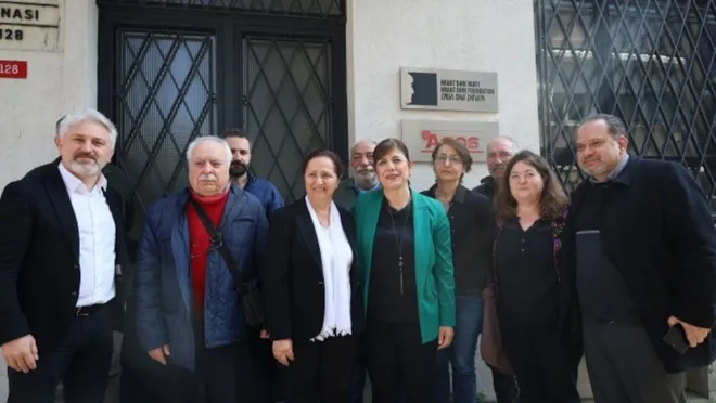 DEM Parti İBB Eş Başkan adayları Agos Gazetesi'ni ziyaret etti