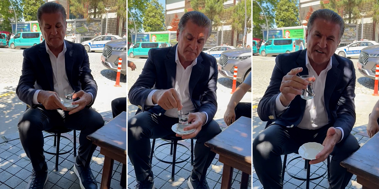 CHP'li Sarıgül, çay fiyatlarına sıcak suyu çay niyetine karıştırarak tepki gösterdi