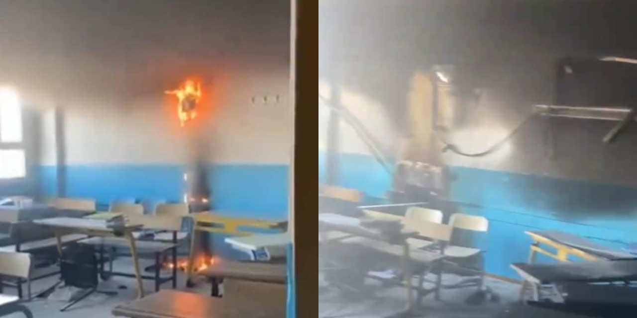 Adana'da bir lisede aşırı sıcaklar klima motorunu patlattı: Sınıf küle döndü