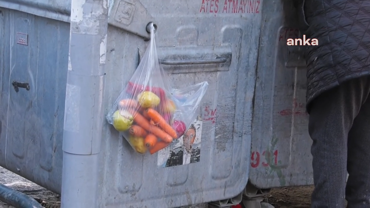 Ankara'da bir yurttaş, çöpten meyve-sebze topladı