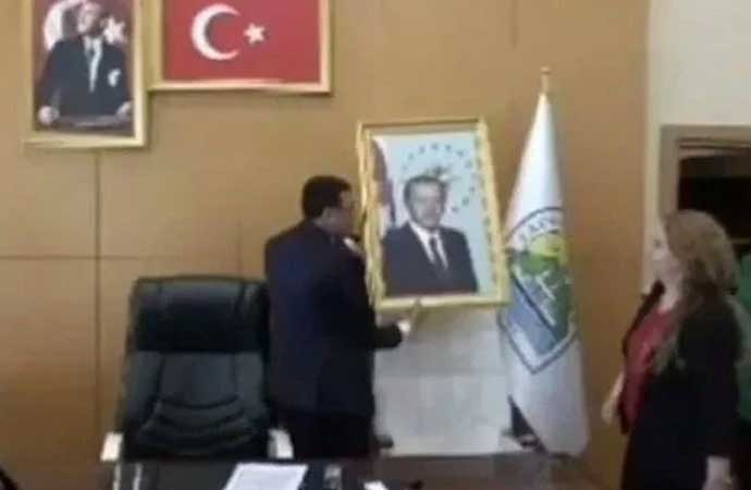 Makam odasındaki Erdoğan fotoğrafını indiren başkan hakkında soruşturma başlatıldı