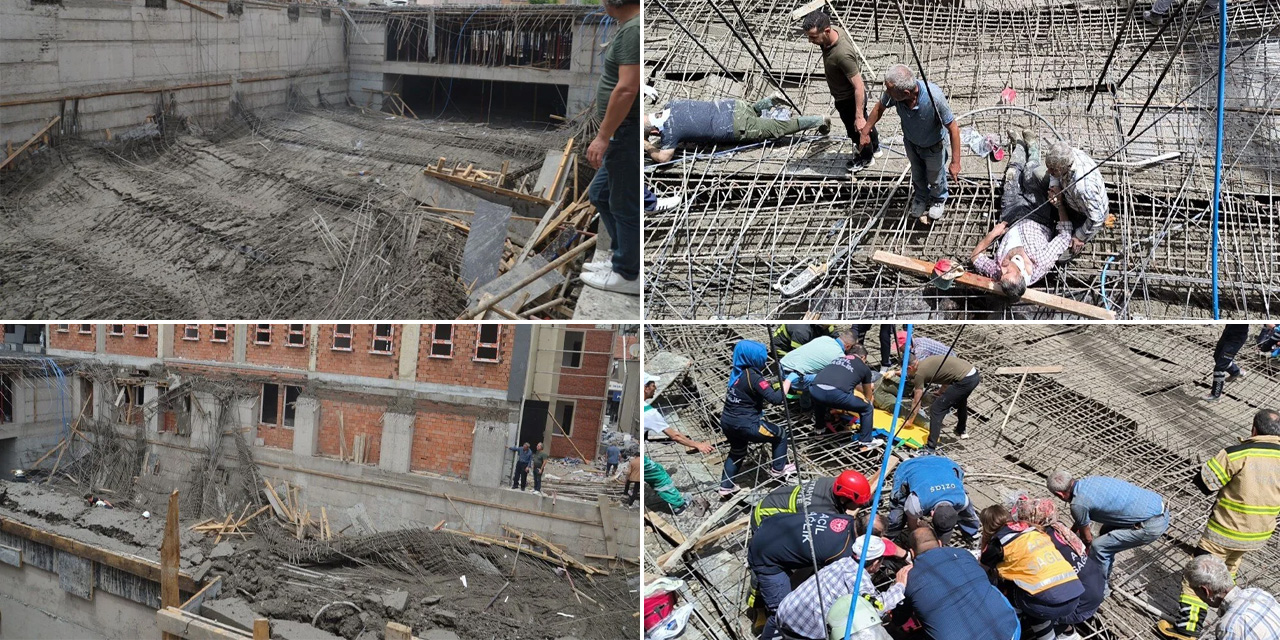 Okul inşaatında çökme meydana geldi: 5 işçi beton kalıbın altında kaldı