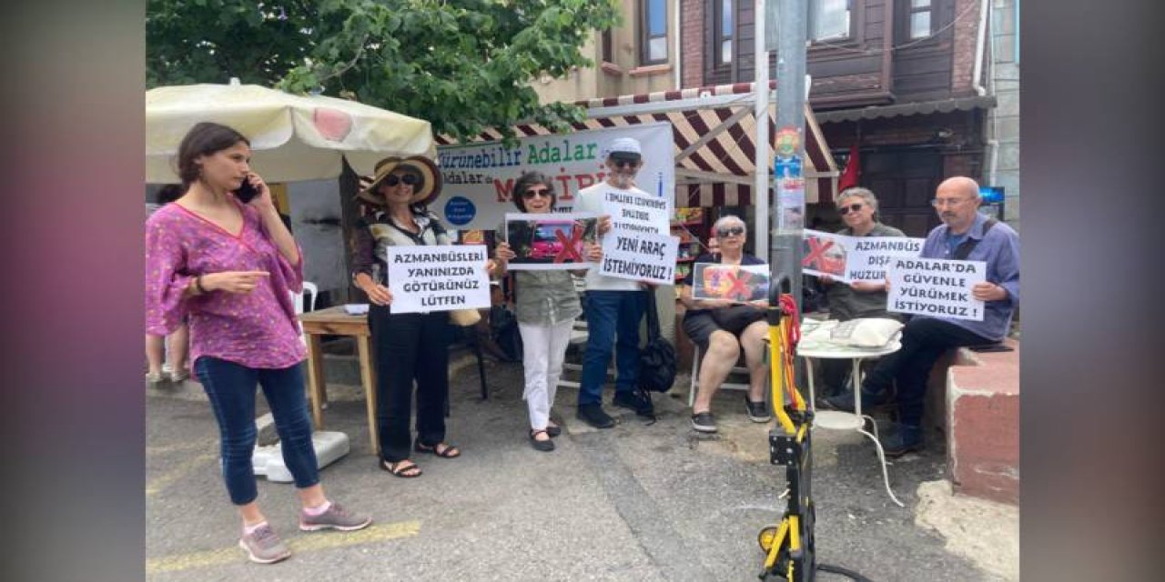 Ada halkından elektrikli minibüs tepkisi: 9 kişi gözaltına alındı