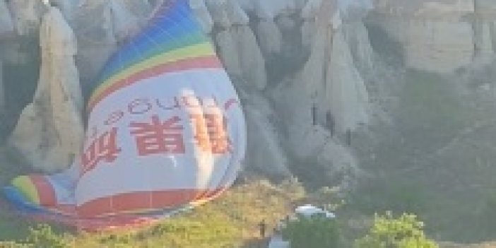 Kapadokya'da balon kayalıklara çarptı