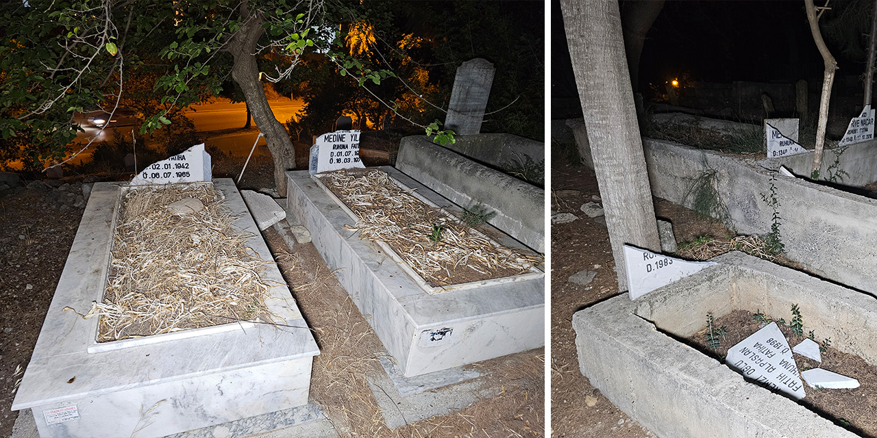Mezar taşlarına saldırı: Çok sayıda kabrin mezar taşı kırıldı