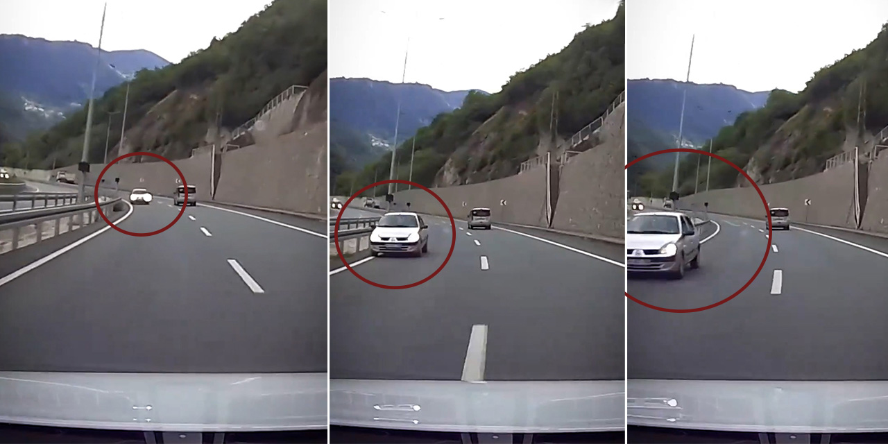 Ters yönde ilerleyen araç ile kafa kafaya çarpışmaktan son anda kurtuldular