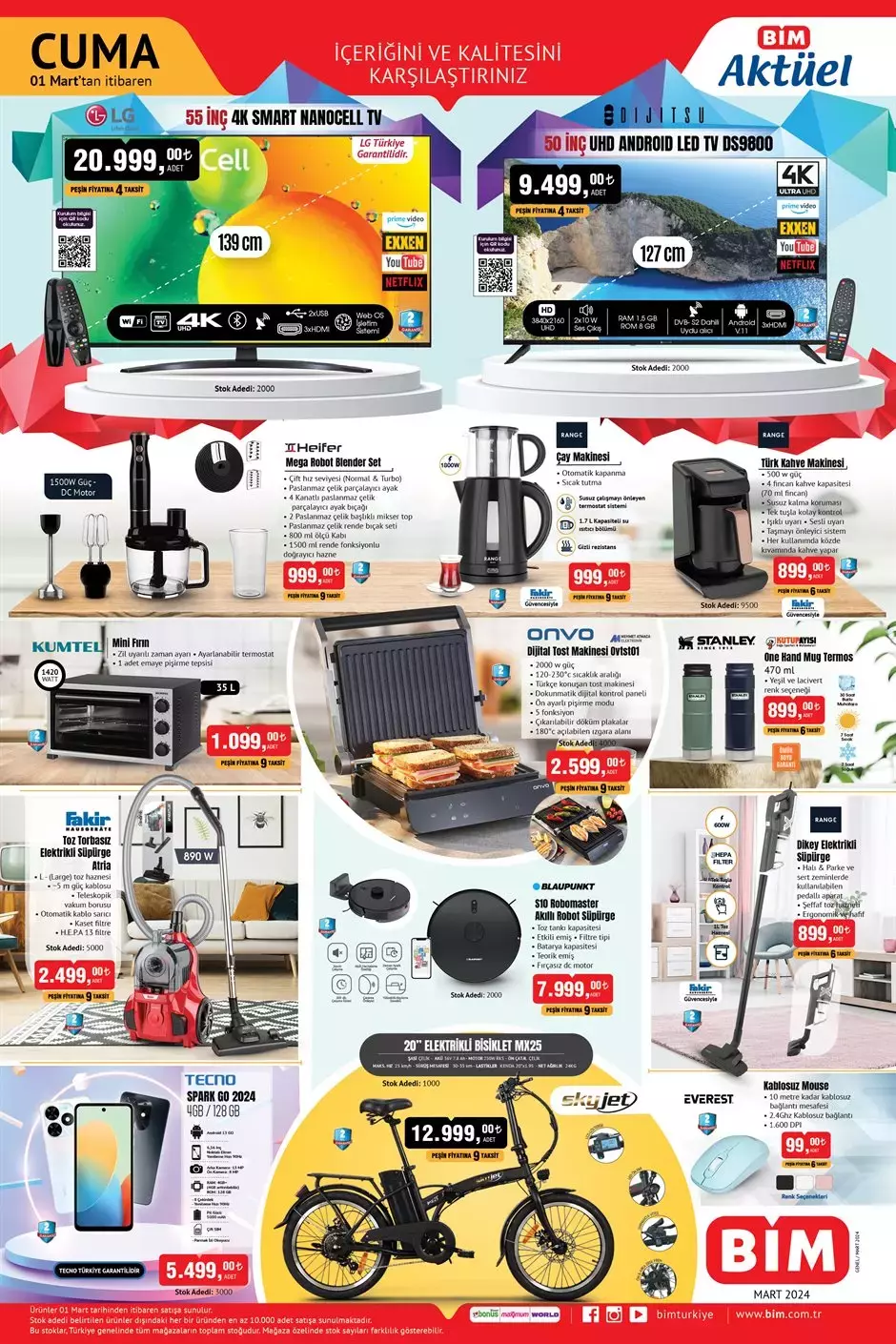 1 Mart Cuma BİM aktüel ürünler kataloğu yayınlandı