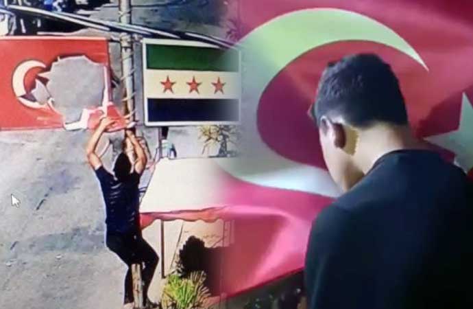 Suriye’de Türk bayrağına saldırmıştı: Gözaltına alınan şüpheli, bayrağı öpüp özür diledi