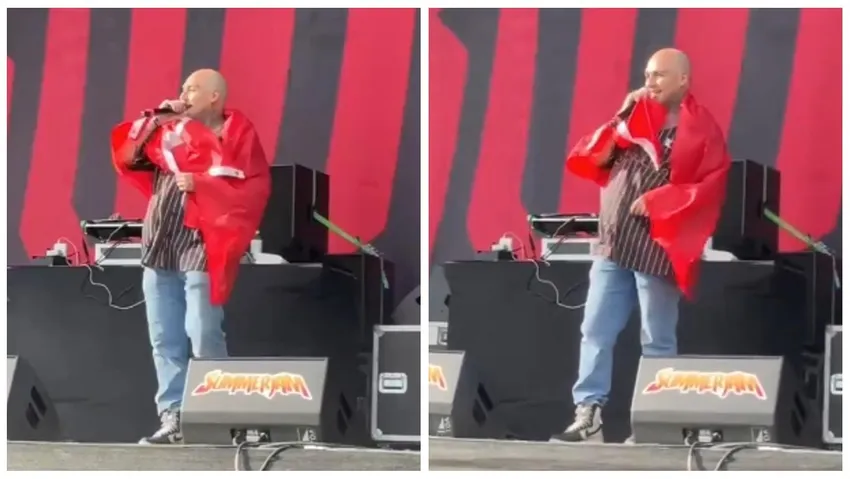 Ezhel, Almanya'da sahne aldığı festivale Türk bayrağı ile çıktı: Vatan haininiz Avrupa'yı Türkçe ile sallıyor