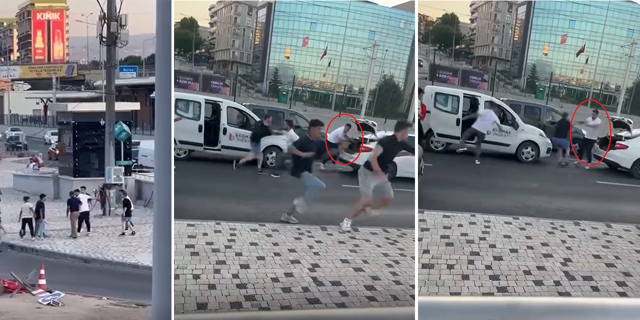 Trafikte silahlı, sopalı 'yol verme’ kavgası kamerada