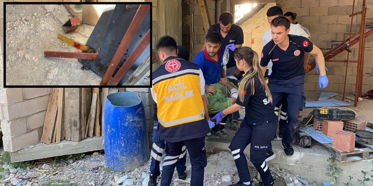 İnşaattan düşen işçinin bacağına demir saplandı; arkadaşları çıkardı