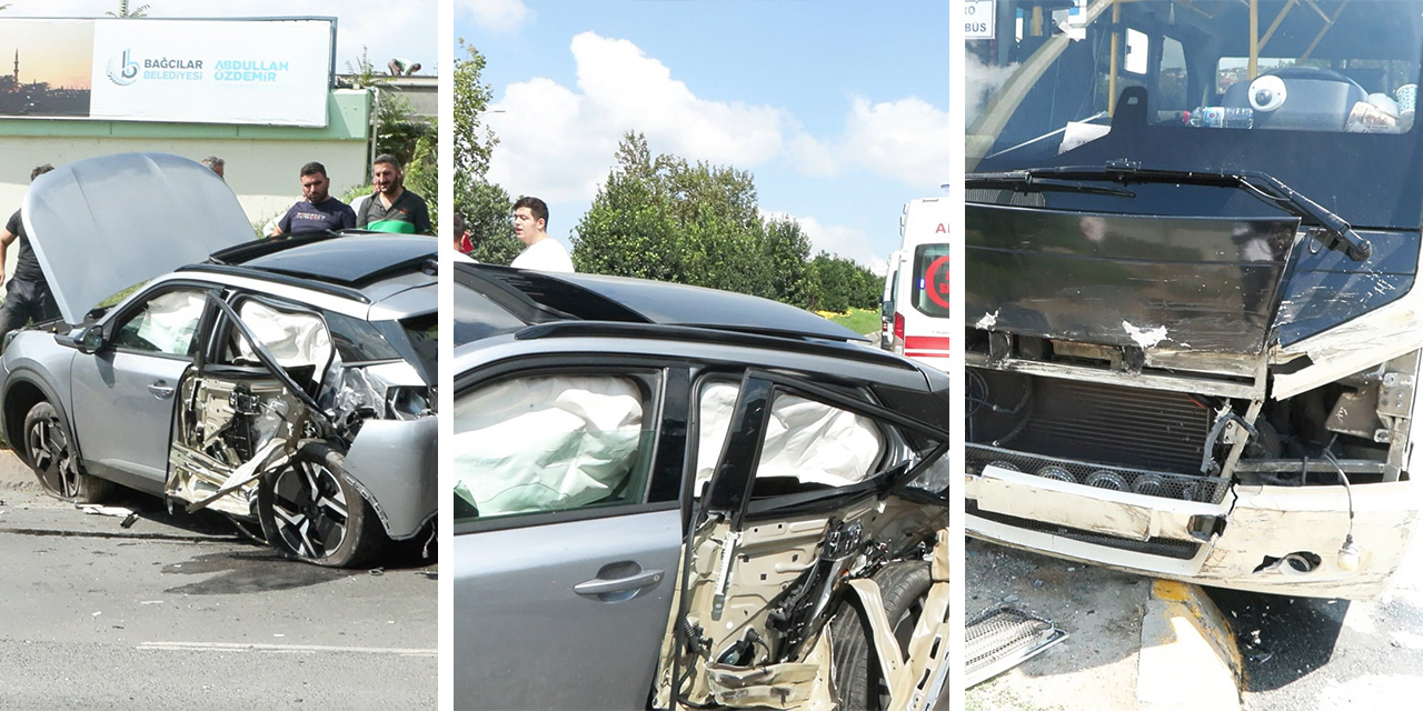 Bağcılar’da minibüs otomobil ile çarpıştı: 1’i ağır 6 yaralı
