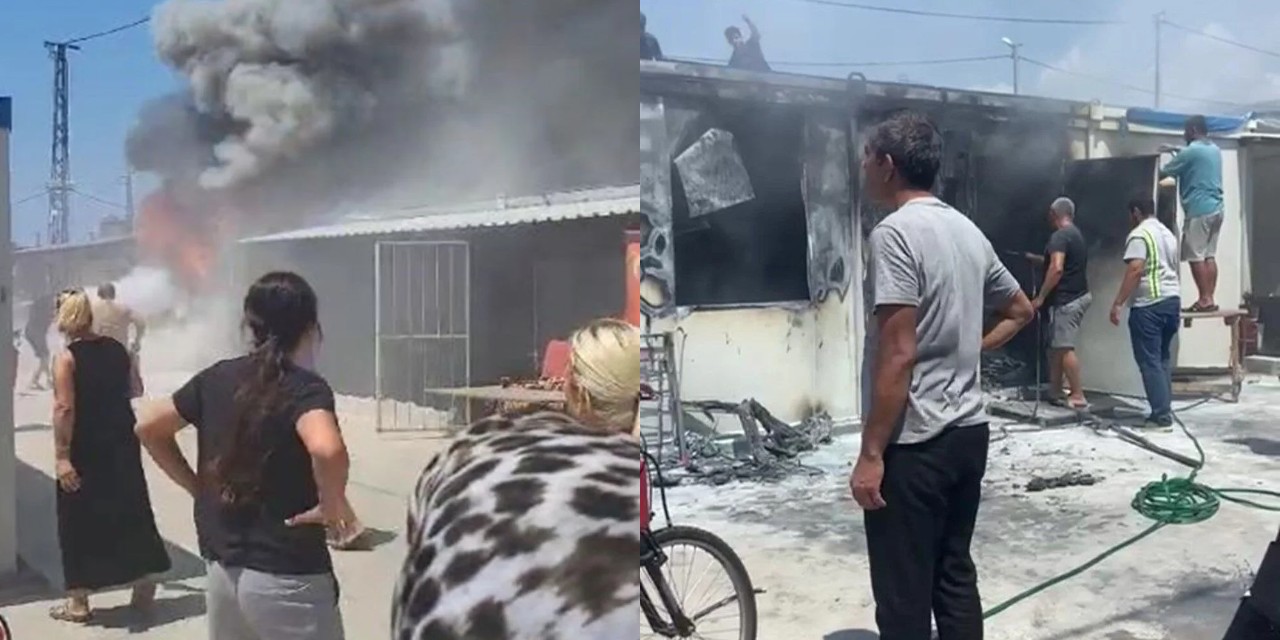 Hatay'da konteyner kentte yangın! Depremzedeler seferber oldu