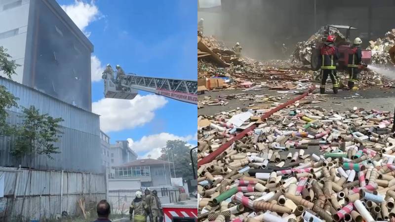 Avcılar'da atık kağıt dönüşüm tesisinde yangın