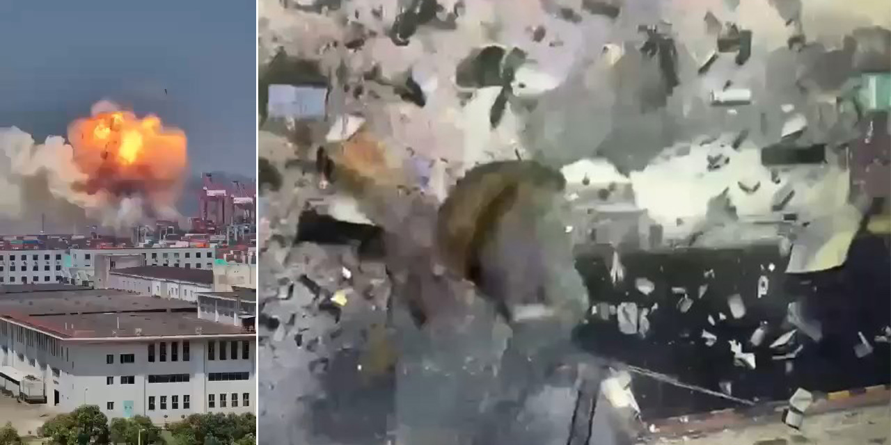 Çin’de konteyner gemisindeki şiddetli patlama kameralara yansıdı