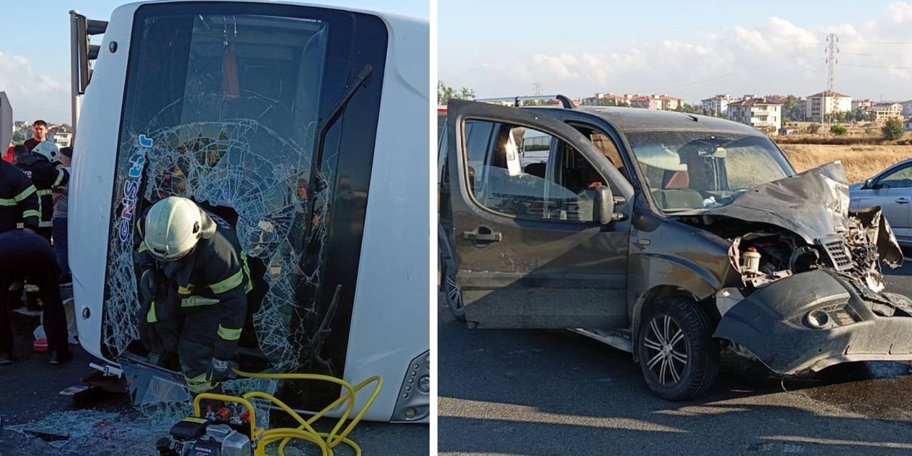 Tekirdağ’da hafif ticari araç, servis midibüsüne çarptı: 11 yaralı
