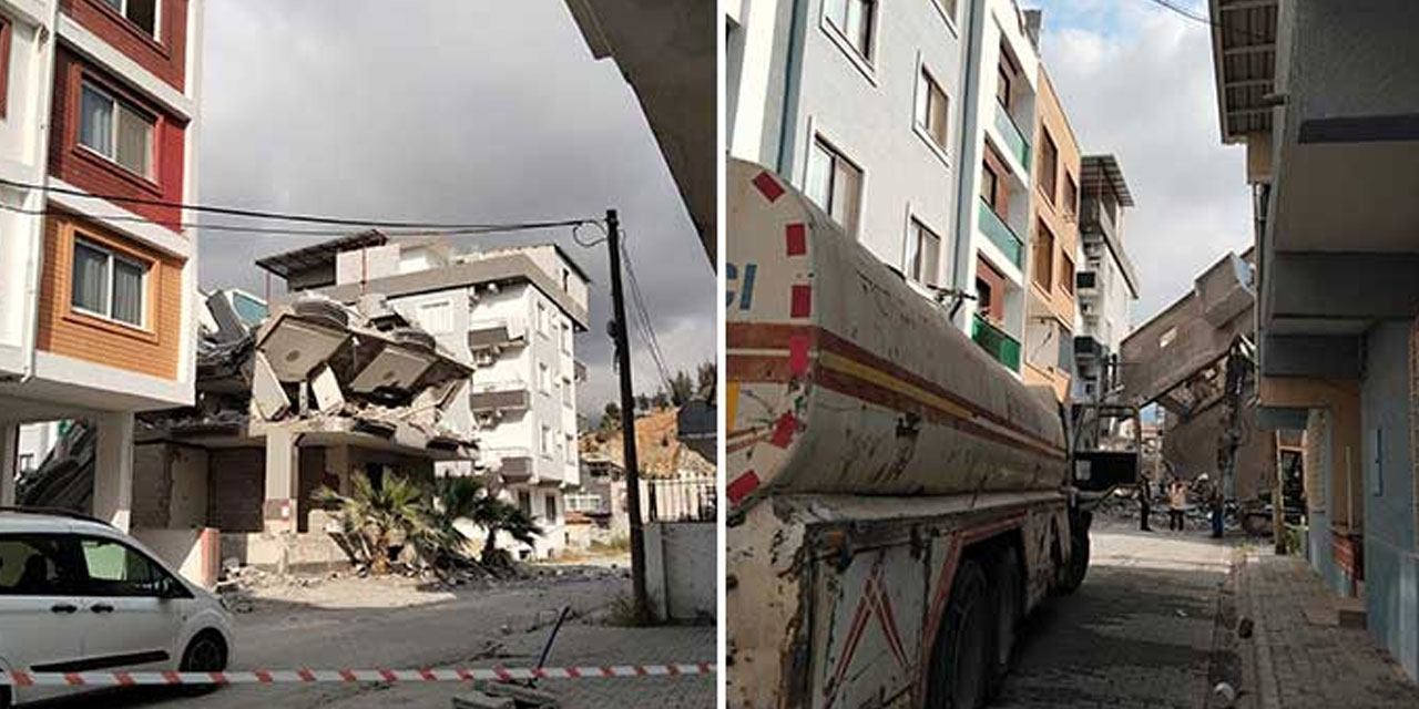 Hatay'da 'kontrollü' facia: Yıkımı yapılan apartman, diğer binanın üzerine devrildi