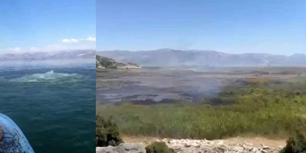 Kirlilik ve kuraklık sonucu Eğirdir Gölü'nde 'metan gazı' yangını çıktı!