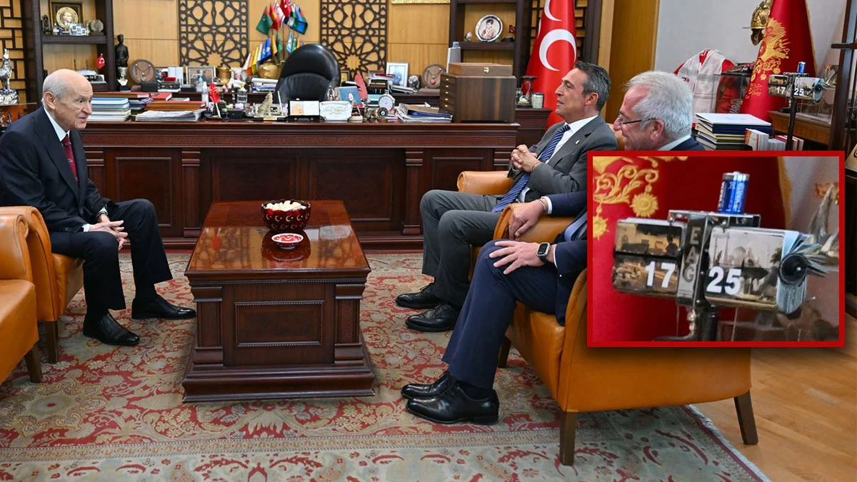 Ali Koç ve Devlet Bahçeli görüşmesinde dikkat çeken fotoğraf: Bahçeli'nin odasında 17.25 saati