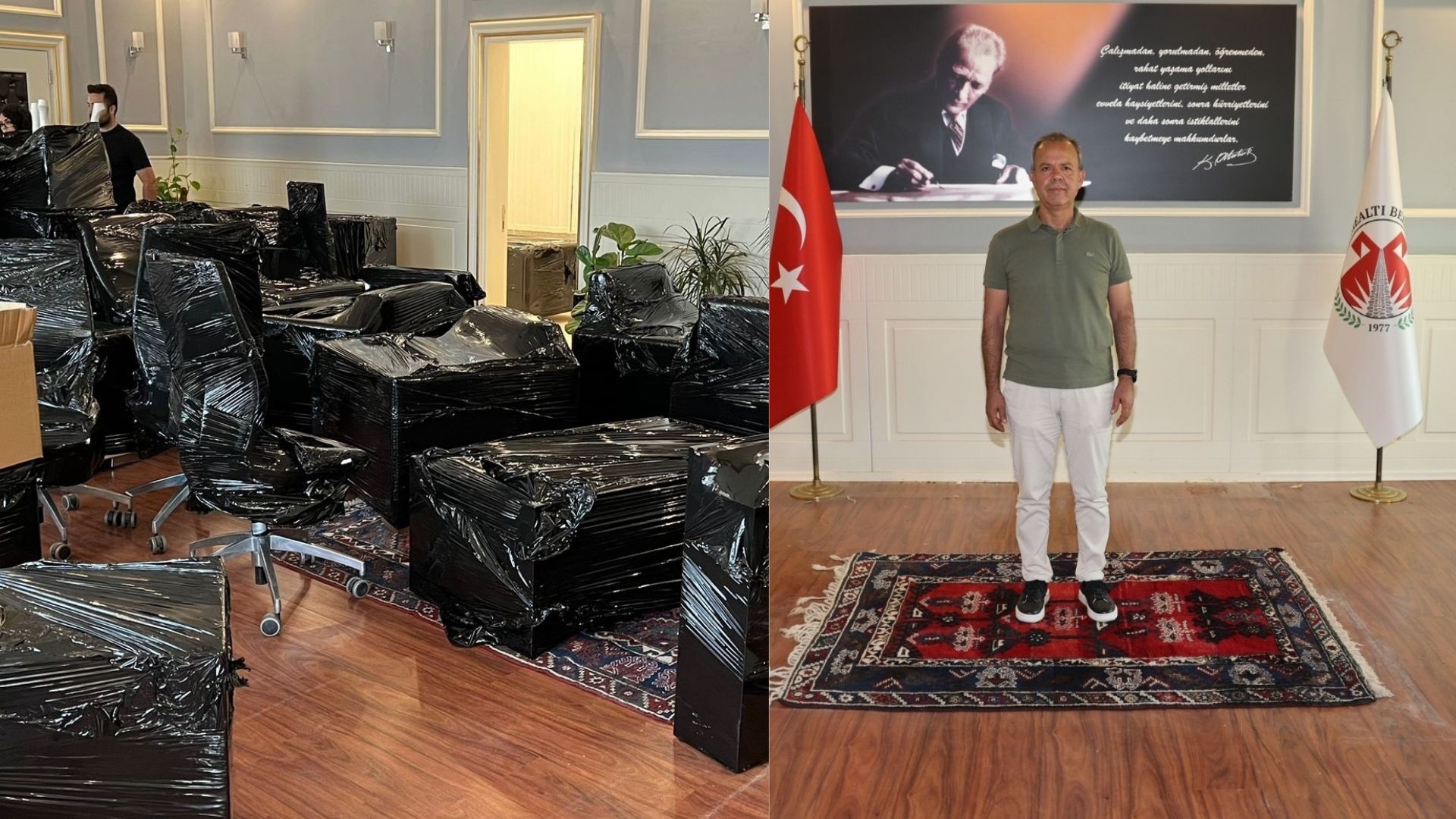 Döşemealtı Belediyesi’nin eski borcu nedeniyle makam koltuğu ve eşyalar haczedildi