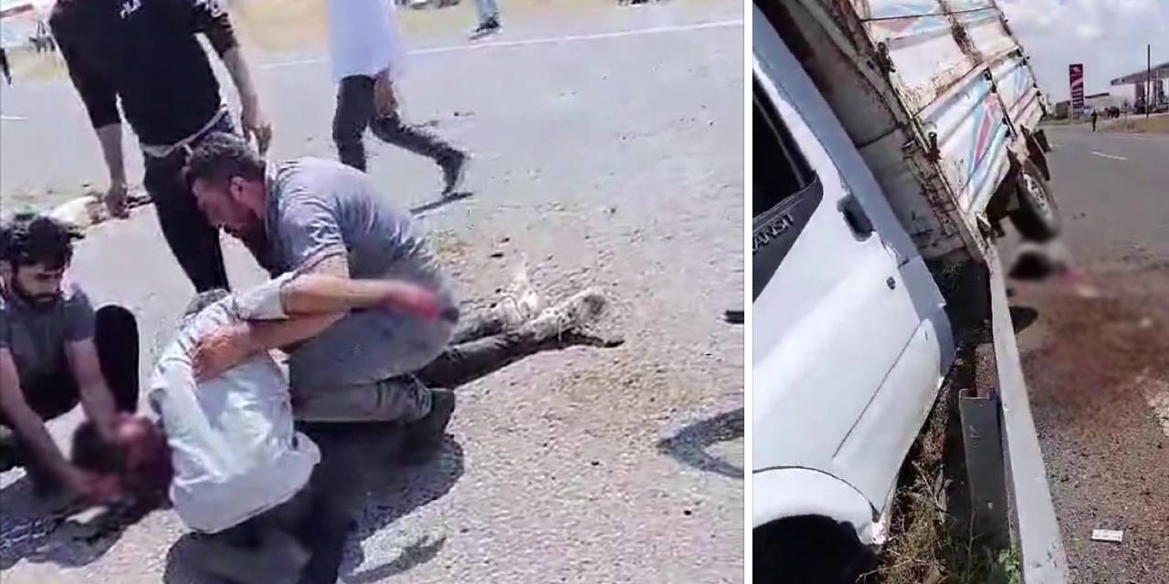 Lastiği patlayan hayvan yüklü kamyonetin takla attığı kaza kamerada