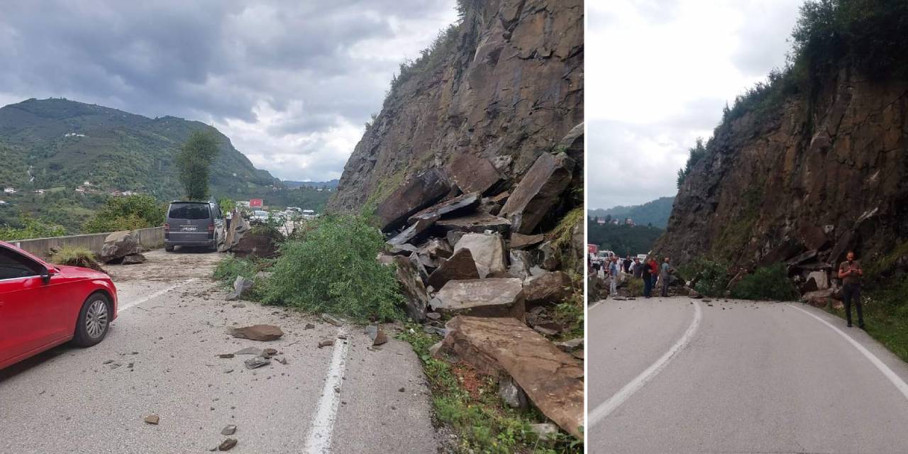 Ordu'da kara yolunda heyelan