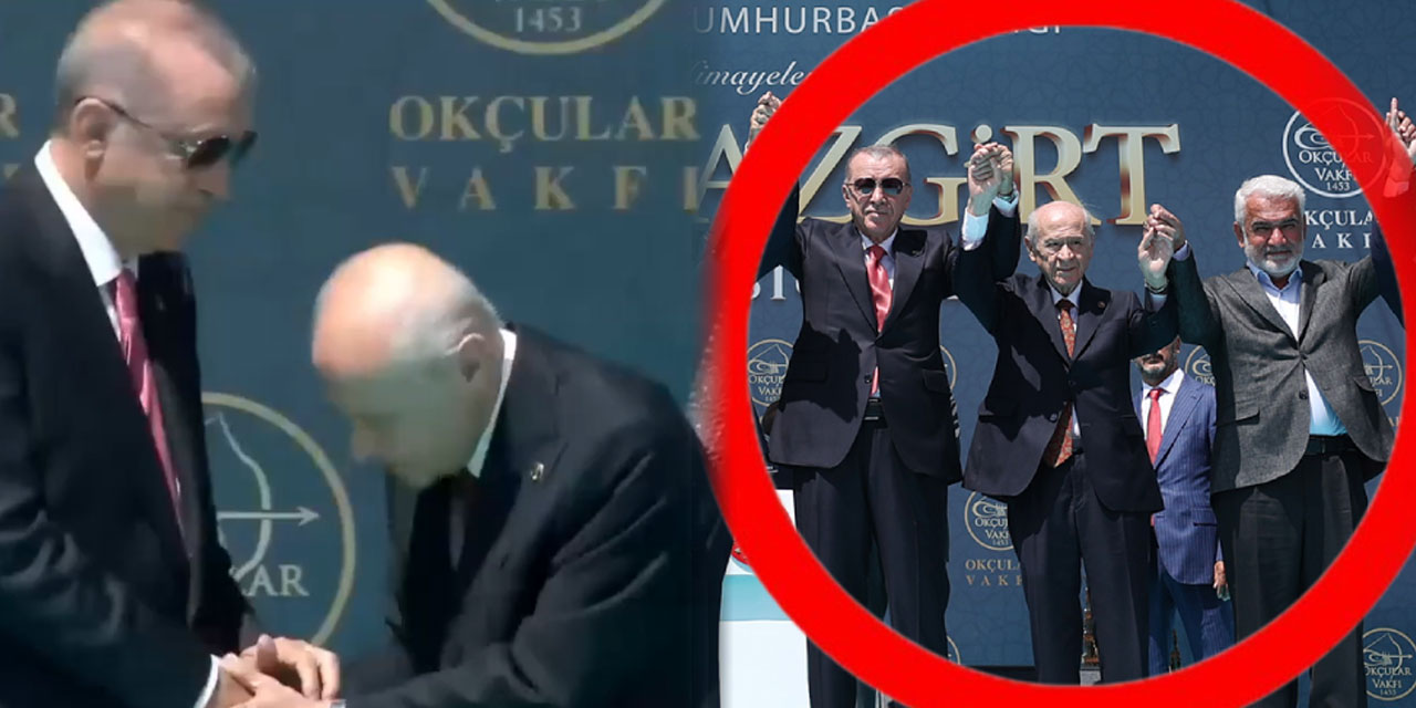 'Malazgirt' etkinliklerinde ilginç anlar! Bahçeli, Erdoğan'ın elini mi öpmek istedi?