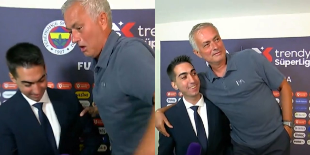 Jose Mourinho, yine muhabire takıldı: Bu sefer taburenin üzerine çıktı