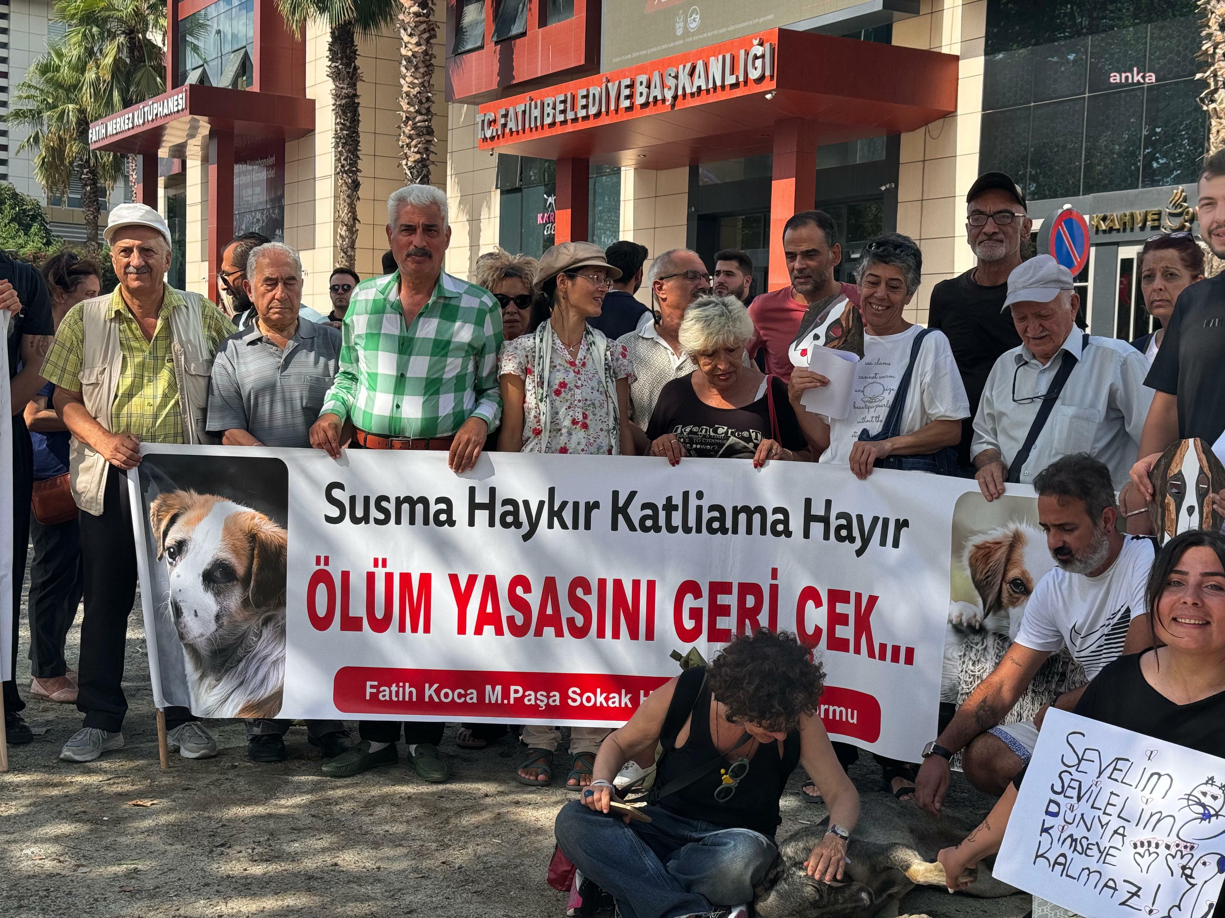 Hayvanseverlerden Fatih Belediyesi önünde eylem: Yasa geri çekilinceye kadar susamayacağız