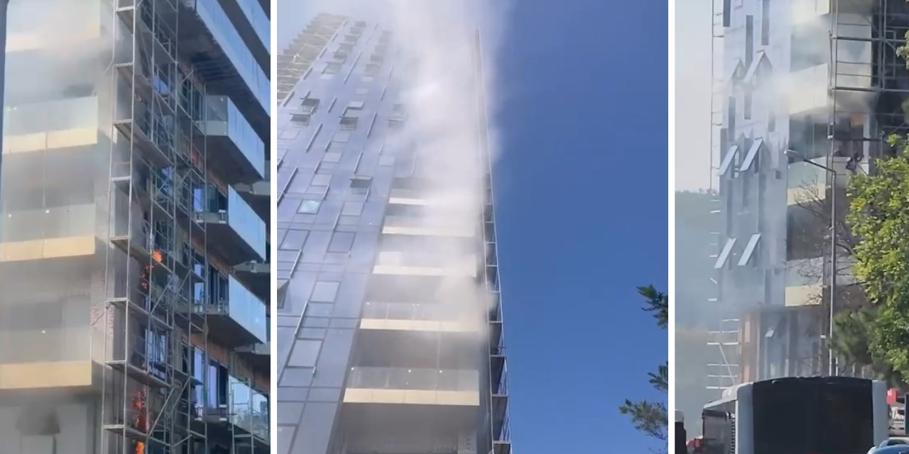 Otel inşaatında yangın çıktı: İşçiler iskeleden atlayarak kurtuldu