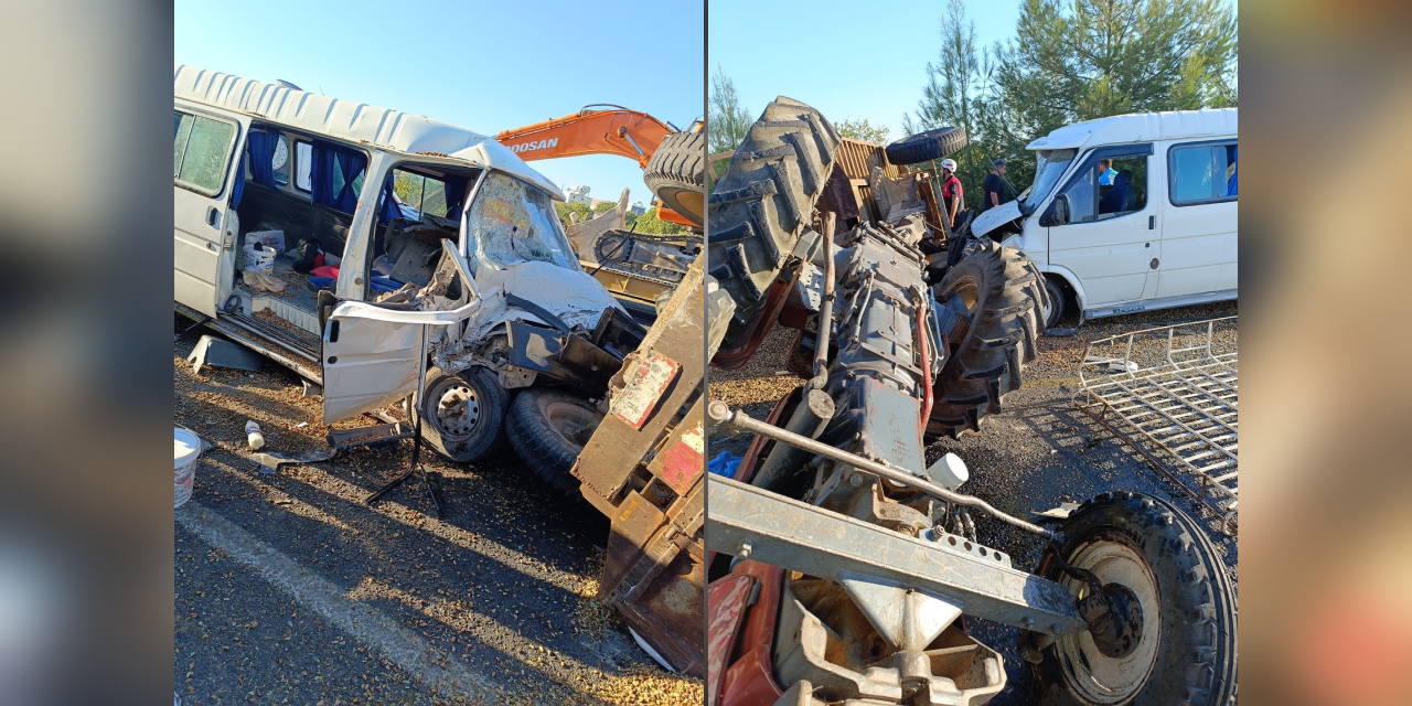 Şanlıurfa'da fıstık işçilerini taşıyan minibüs, traktöre çarptı: 12 kişi yaralandı