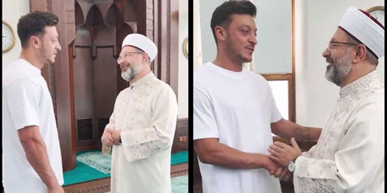 Ali Erbaş, 'cami temizliği' teşekkürü için Mesut Özil'le buluştu: 'Hayat Rehberim Kur'an'ı hediye etti