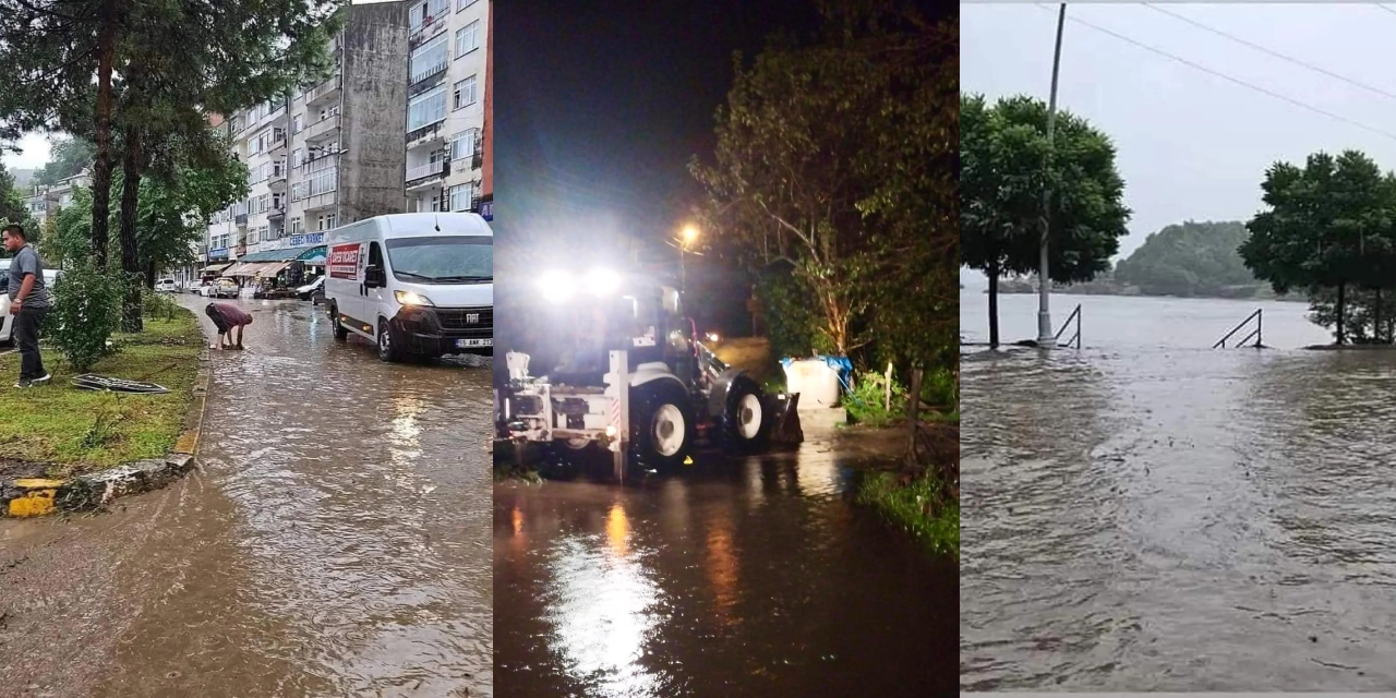 Giresun Tirebolu’da sağanak yağış hayatı olumsuz etkiledi