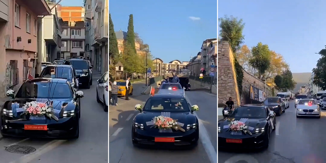 Ülkü Ocakları Başkanı'ndan Porsche’li gelin arabası çakarlı düğün konvoyu tartışma yarattı