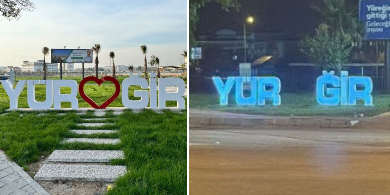 Adana'da parktaki belediye logosundaki kalp çalındı