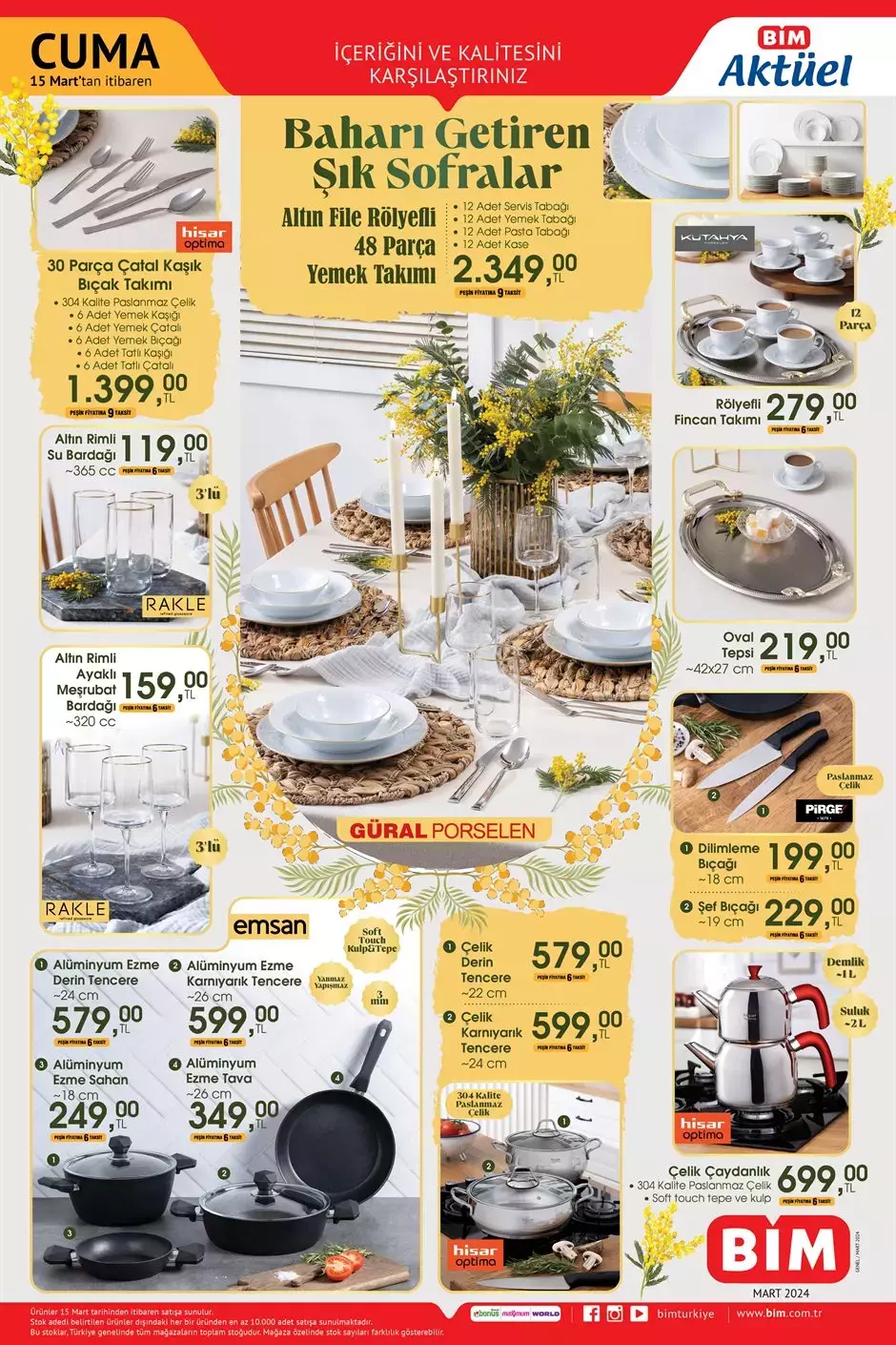 15 Mart BİM aktüel ürünler kataloğu yayınlandı